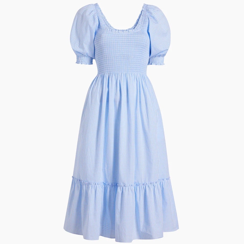 Hill House Louisa Nap Hydrangea Blue Gingham Dress XS NWT